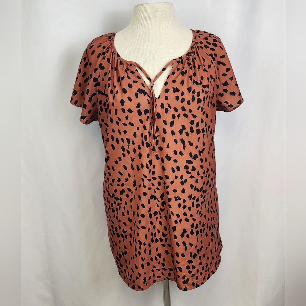 Women's Simple Fun Burnt Orange & Black Short Sleeve Top Size XL